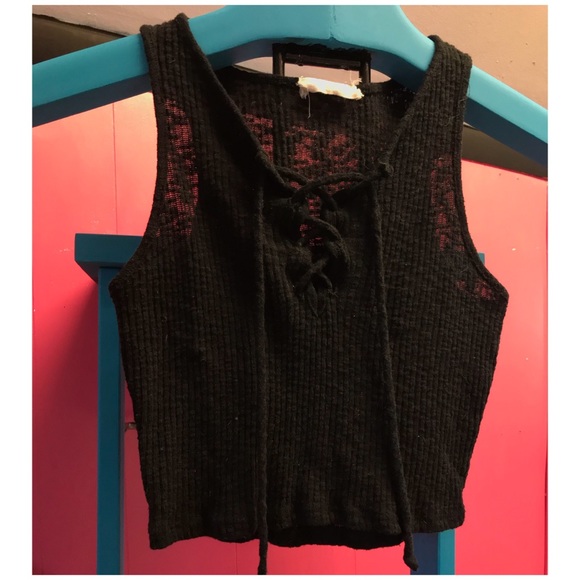 Poetry Tops - Poetry | Cropped Festival laced up Ribbed Top EUC